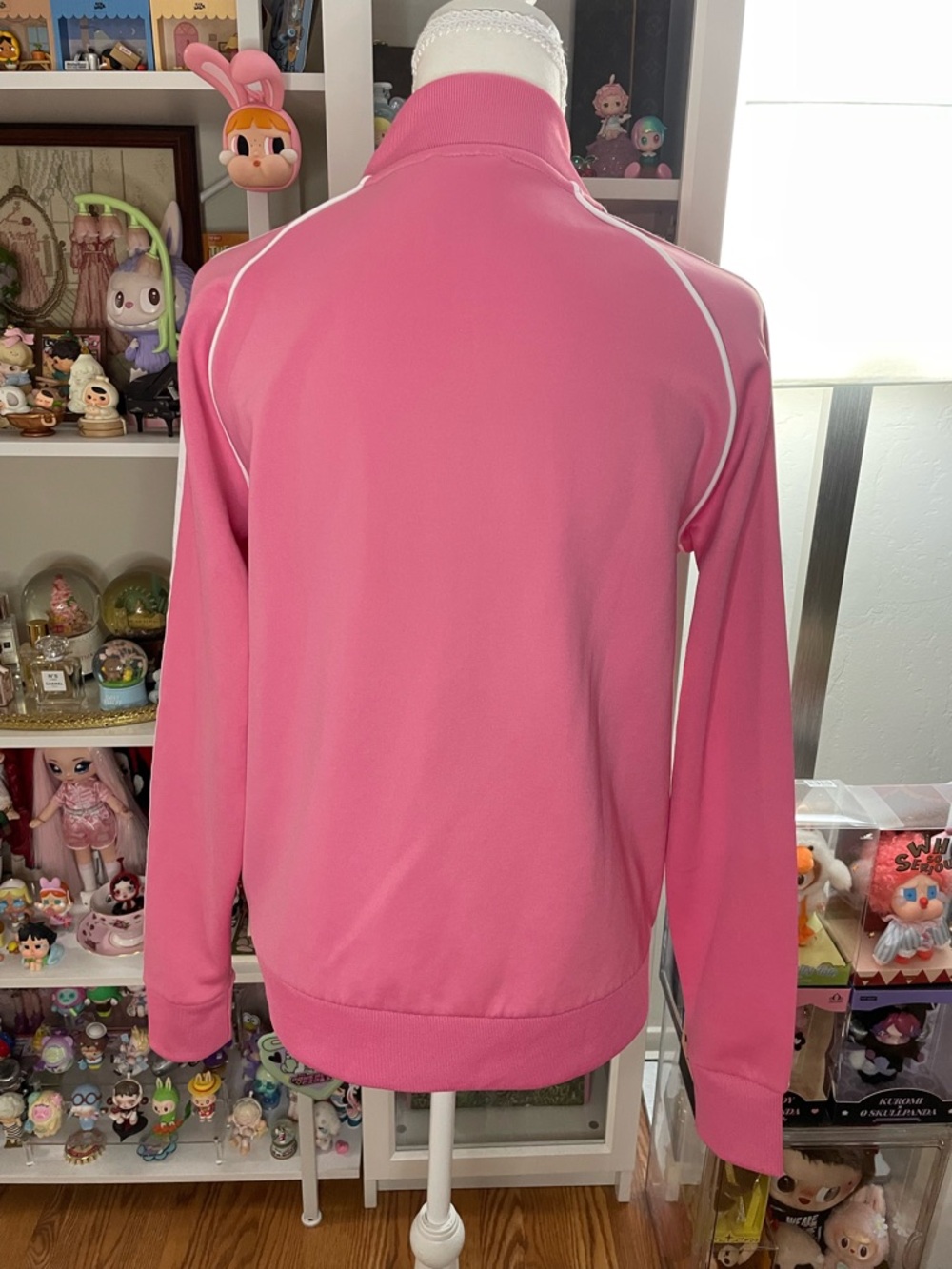 Adidas Originals Pink Trefoil 3-Stripes Zip Track Jacket Size M - Picture 3 of 6